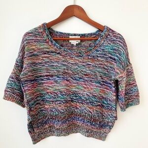 ARITZIA | LE FOU WILFRED MASAKO MULTICOLOUR RAINBOW CROPPED LOOSE KNIT SWEATER